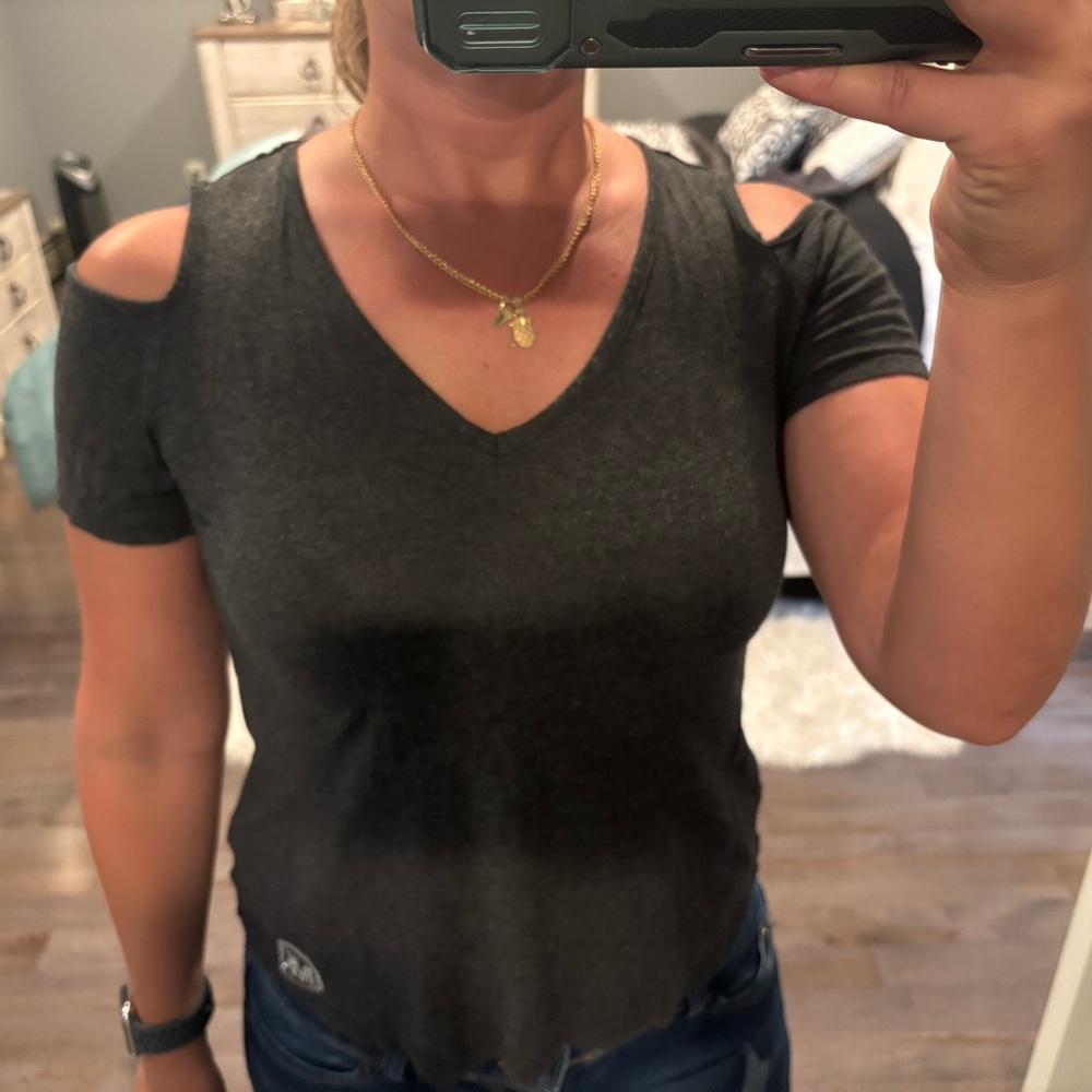 Women's Gray Cold Shoulder Top Michael Kors
